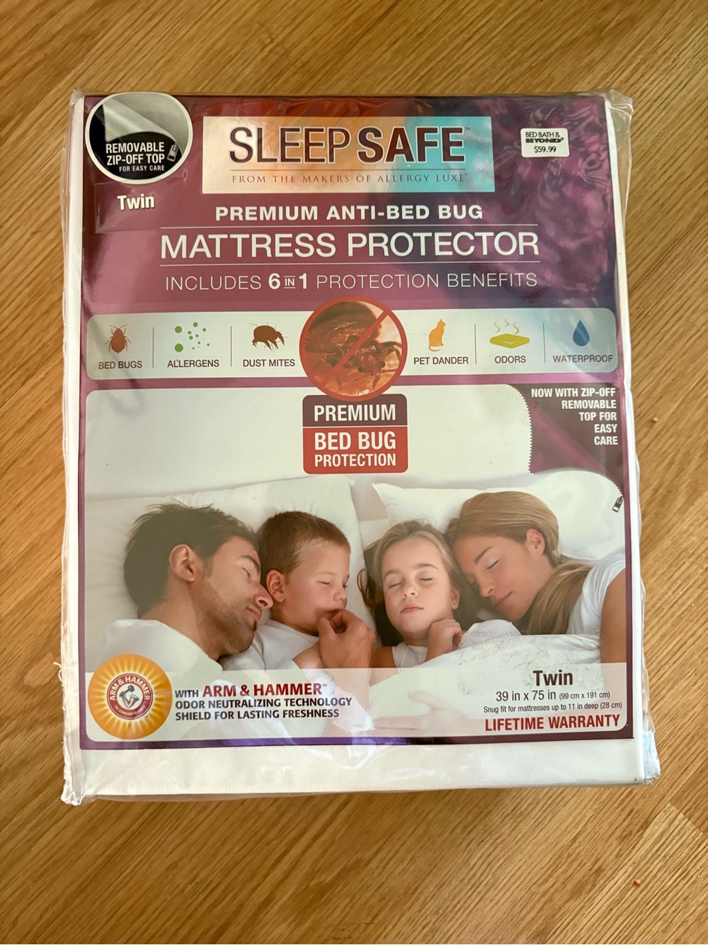 Sleepsafe Twin Premium Anti-Bed Bug Mattress Protector - White